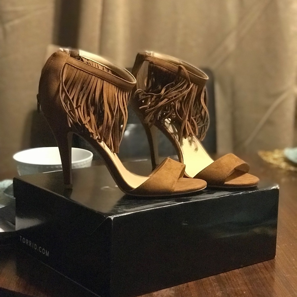 Faux Suede Fringe Sandals